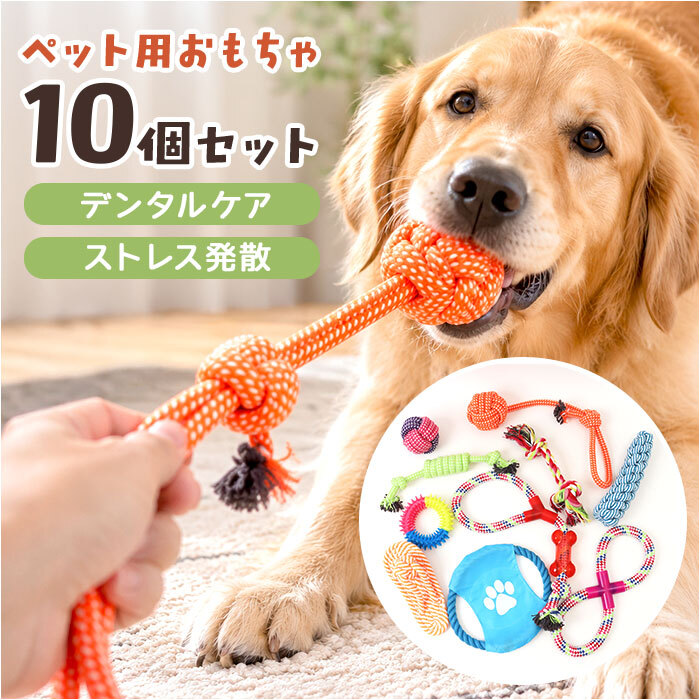犬 おもちゃ 10個セット 通販 コットンロープ デンタルケア 運動不足解消 引っ張り合い 一人遊び 投げて遊ぶ 水洗い可能 耐久性抜群 噛むおもちゃ 室内屋外兼用 多頭飼い ペット用おもちゃ 安全素材 ストレス発散 小型犬