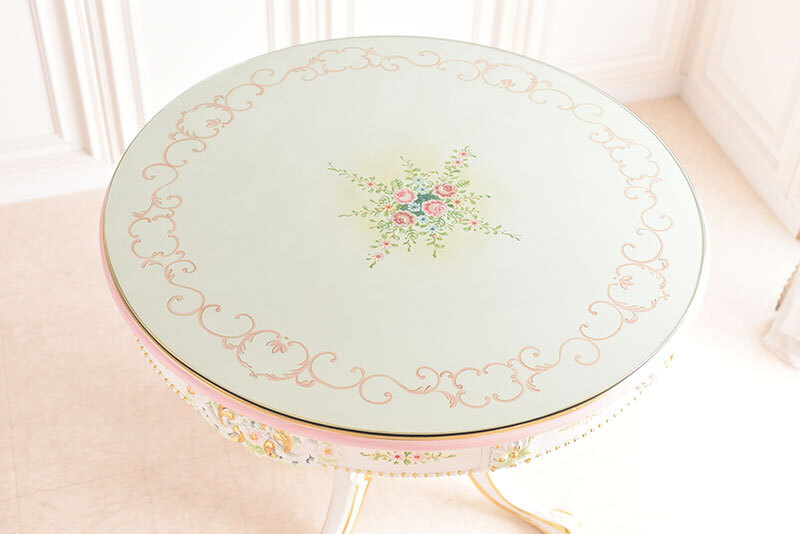 テーブル 6人用 幅160cm ダイニングテーブル 楕円形 チェア ROCOCO ダイニングセット 7点セット 160cm 楕円 ガラス付 イタリア製チェア ロココ調 姫系 猫脚 アンティーク調 ヨーロピ 新生活