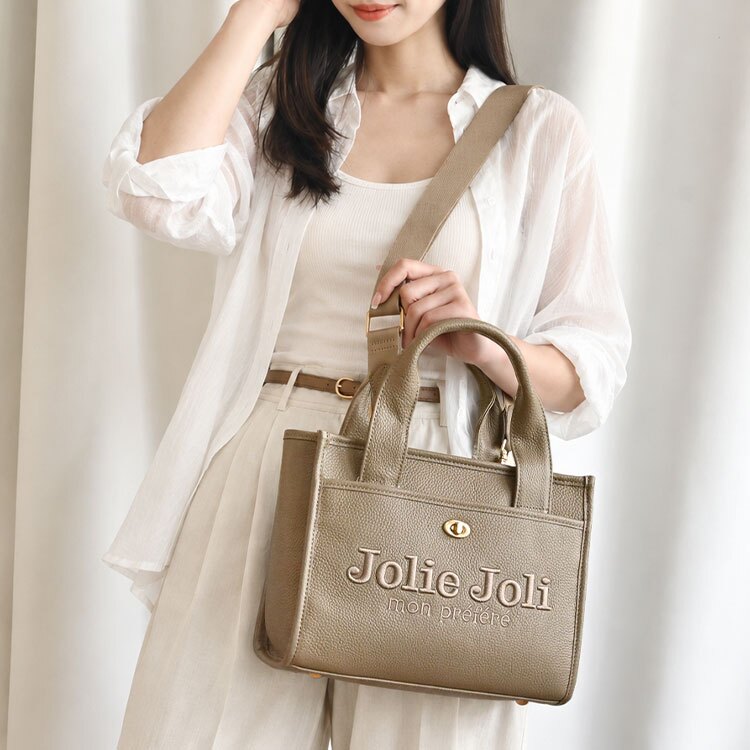 ハンドバッグ Jolie Joli ジョリージョリ トートバッグ レディース 本革 牛革 レザー 2WAY ショルダーバッグ 斜めがけ 小さめ きれいめ 上品 高級 ファスナー付き 通勤 お出かけ フォーマル カジュアル 経年変化 黒 ブラック トープ シルバー 大人 おしゃれ 肩掛け 手提げ 鞄