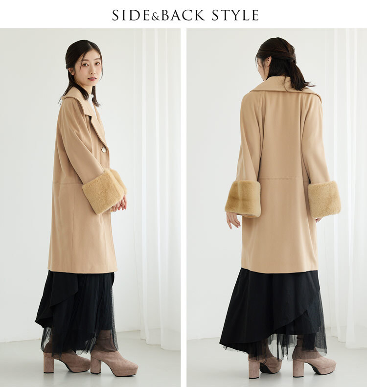 Filomo/フィローモ loro piana カシミヤ混 ウール コート ミンク ファー付き レディース 冬 母 女性 ギフト プレゼント 卒業式 入学式 母 6F (02000234r)