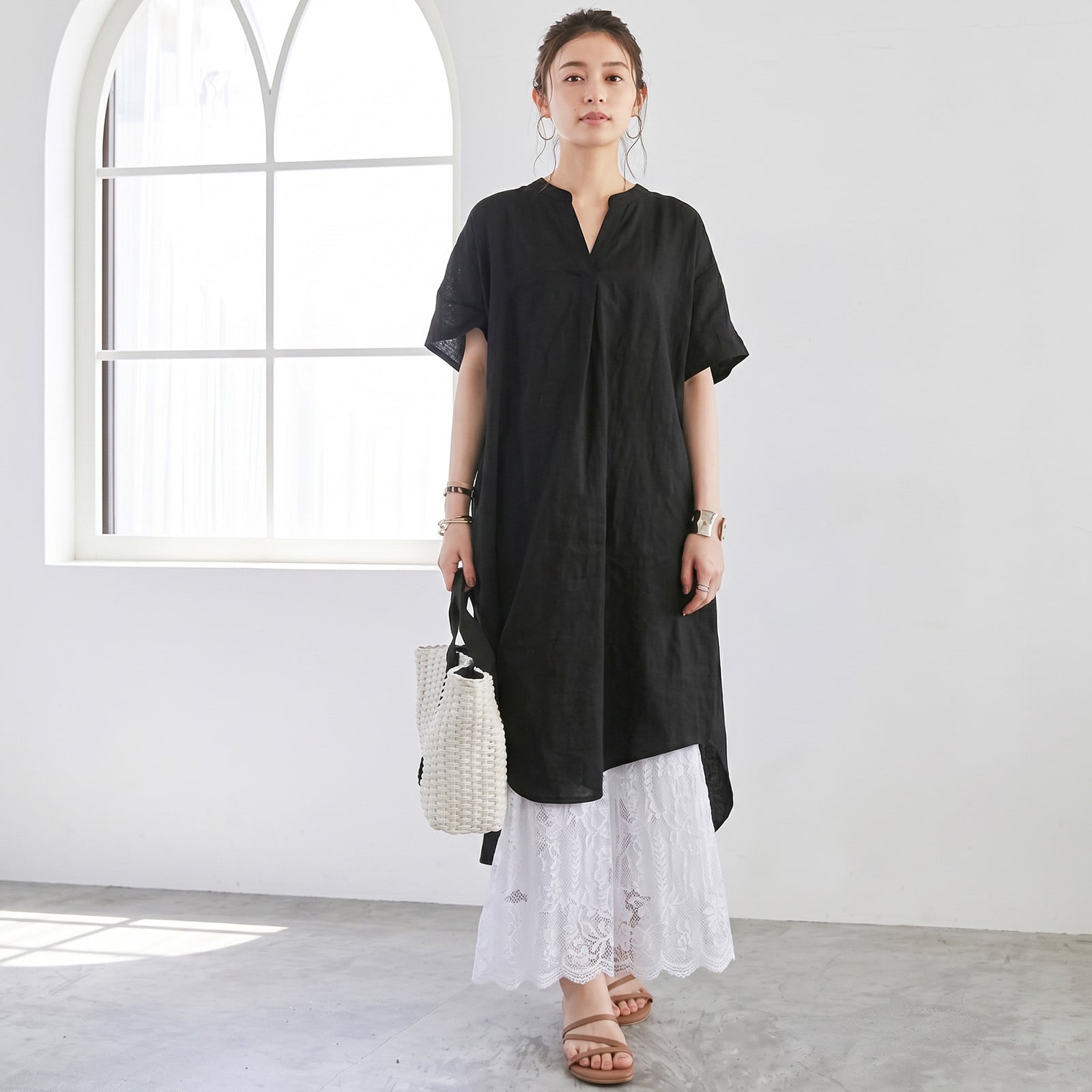 総レース ロングペチパンツ レディース ペチコート レースパンツ 見せパン 裏地付き ウエストゴム レイヤード 重ね着 ワンピース スカート インナー 