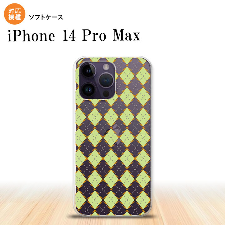 iPhone14 ProMax iPhone14 Pro Max スマホケース 背面ケースソフトケース アーガイル クリア 緑 2022年 9月発売 nk-i14pm-tp1408