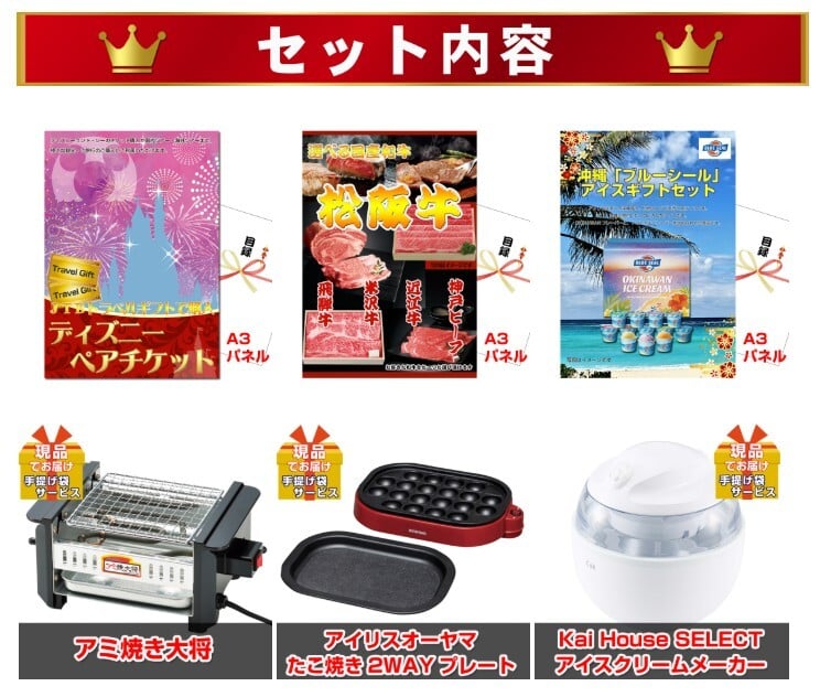 ビンゴ・二次会の景品はお任せ 結婚式 景品 目録 パネル 二次会 ビンゴ 景品セット ディズニーペアチケット人気パネル景品３枚＆現品２０点セットC 景品パネル＆引換券付き目録 15278 イベント 抽選会