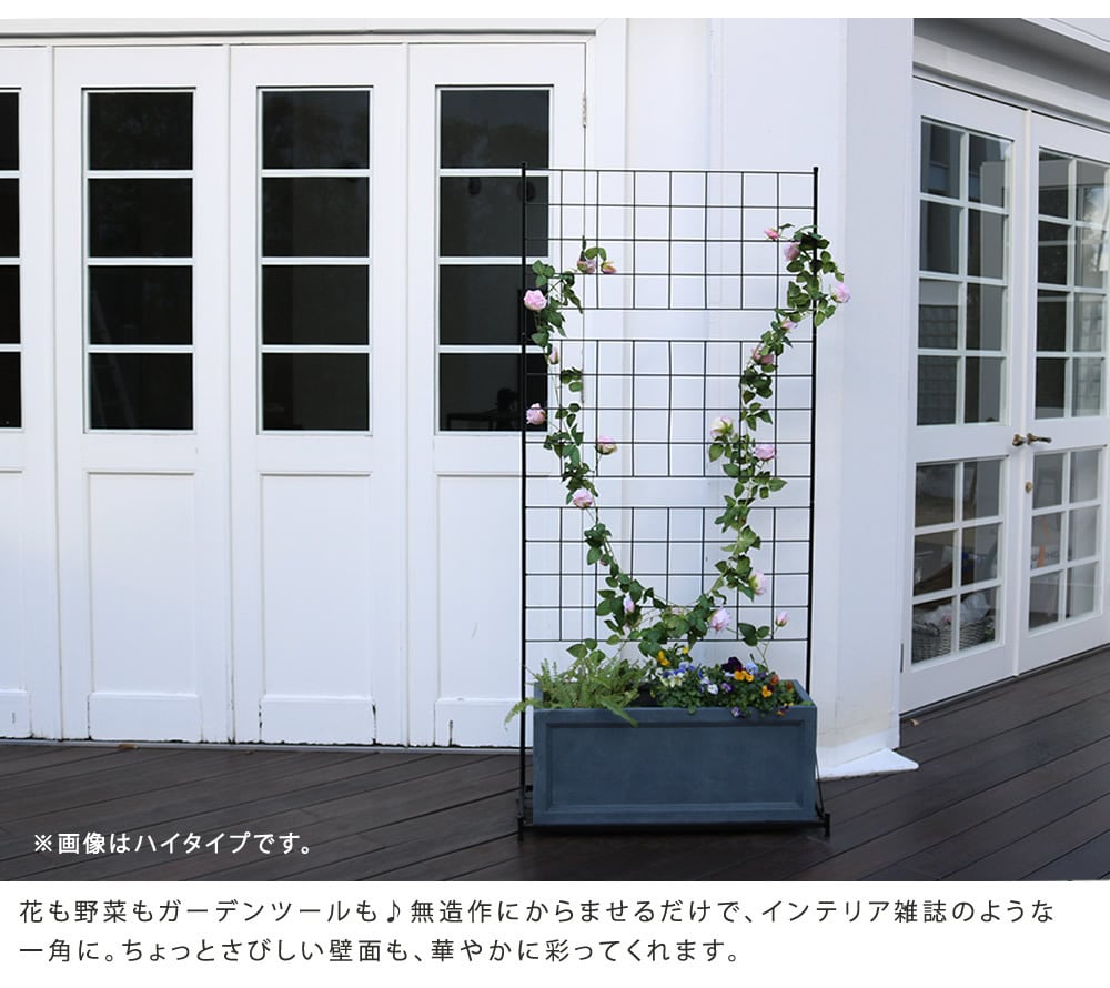 ガーデン エクステリア プランター台付フェンス ロータイプ 「グラフ」 フェンス ゲート 扉 アイアン ガーデニング 枠 柵 仕切り 目隠し 格子 ベランダ つる 薔薇 バラ 朝顔 園芸 ラティス つるバラ 庭 屋外 新生活