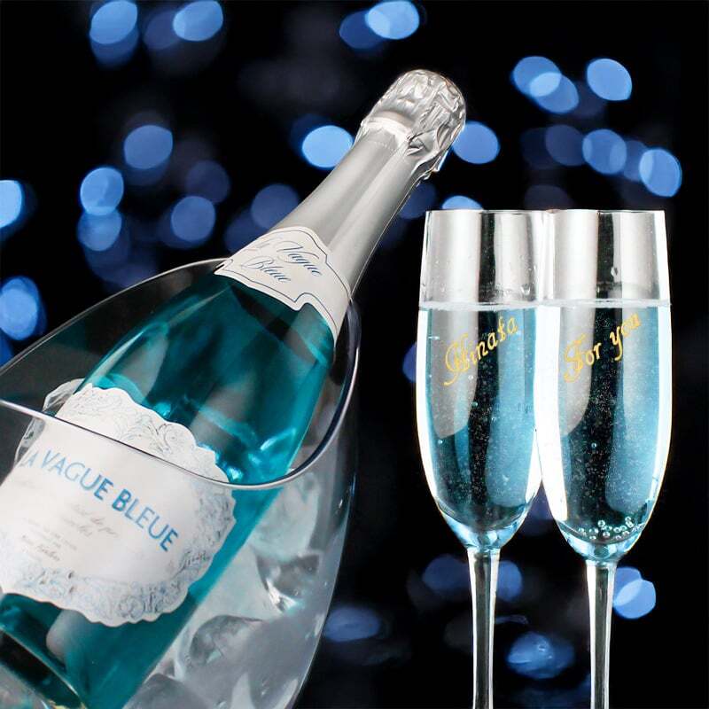 ラ ヴァーグ ブルー 名入れ La Vague Bleue お酒 青 シャンパン 750ml ワイン スパークリングワイン 750 ボトル 名前入り プレゼント ギフト 面白い センス 定年退職 還暦祝い 退職祝い 男性 女性 お祝い 古希 喜寿 傘寿 米寿 卒寿 白寿 百寿 敬老の日