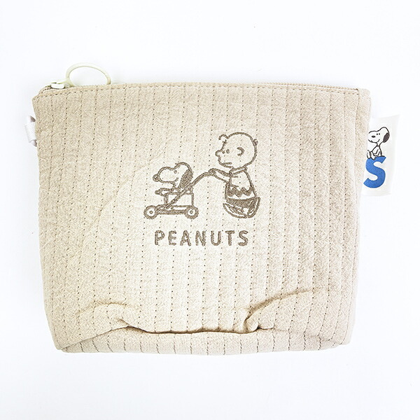 スヌーピー スタンドポーチ カート ベージュ SNOOPY