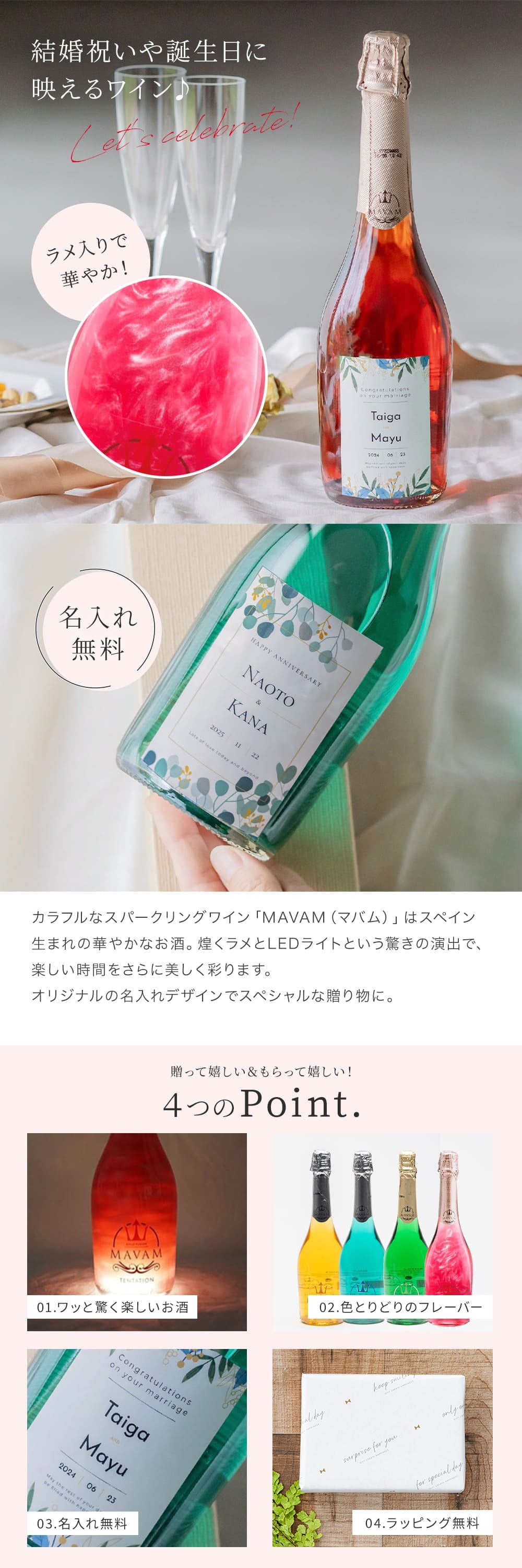【オリジナルラベル 1本から】名入れ マバム 750ml スパークリング 甘口 パーティ 誕生日 名前入り 名入れ無料 贈り物 ギフト ラッピング 白 プレゼント クリスマス プレゼント ギフト 父の日 2026 プレゼント