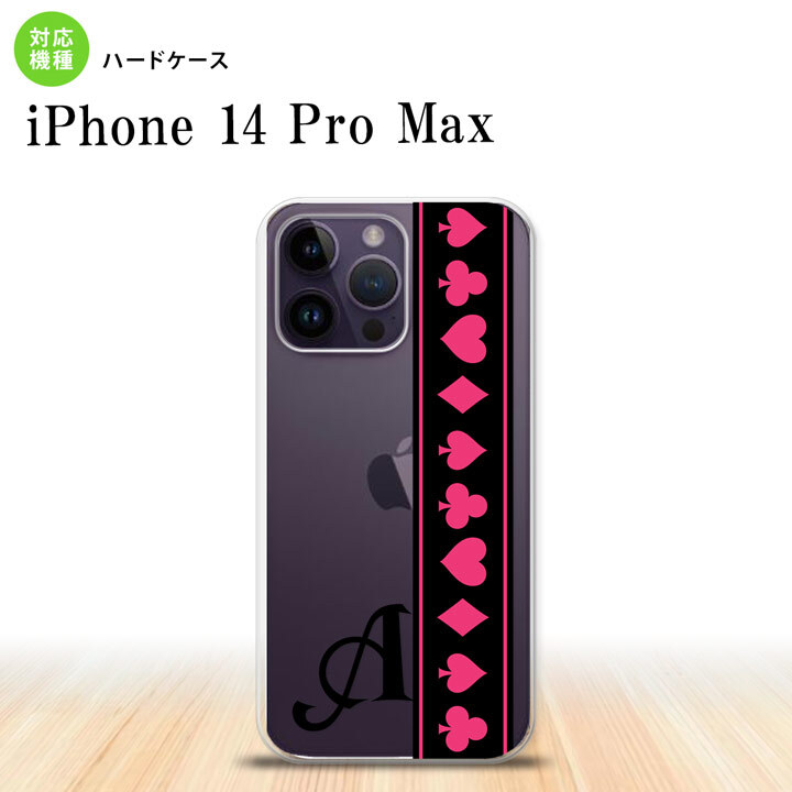 iPhone14 ProMax iPhone14 Pro Max スマホケース 背面ケース ハードケース トランプ 帯 黒 ピンク +アルファベット 2022年 9月発売 nk-i14pm-524i