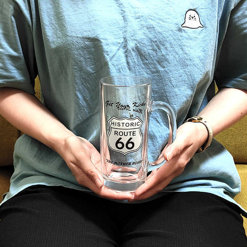 ビアグラス ルート66 コップ ビール アメリカン 雑貨 おしゃれ Route66 ガラス製 ビアジョッキ 食器 キッチン 店舗 ドリンク メンズ バー レストラン