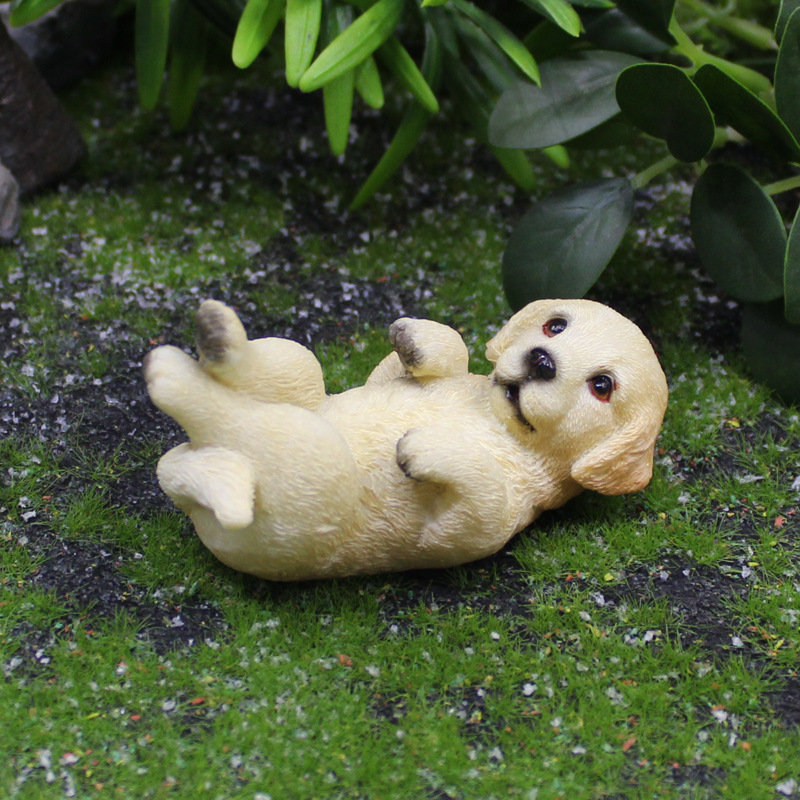 ゴールデンレトリバー 置物 子犬 リアル かわいい ミニチュア 犬 オブジェ 樹脂製 アニマル インテリア 雑貨 ガーデン 卓上 玄関 飾り デスク 車内 誕生日 プレゼント ギフト