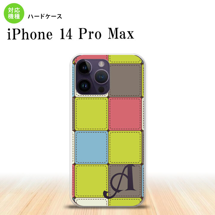 iPhone14 ProMax iPhone14 Pro Max スマホケース 背面ケース ハードケース パッチワーク ミックスG 緑 +アルファベット 2022年 9月発売 nk-i14pm-1677i
