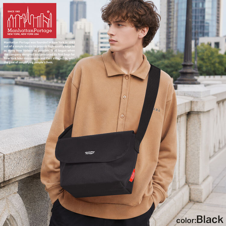 マンハッタンポーテージ メッセンジャーバッグ Manhattan Portage メンズ レディース マグネット 撥水 軽量 コーデュラ B5 大きめ 斜めがけ ショルダーバッグ フラップ ウエストバッグ 肩掛け ナイロン 黒 おしゃれ シンプル 通勤 通学 旅行 カジュアル アウトドア ブランド
