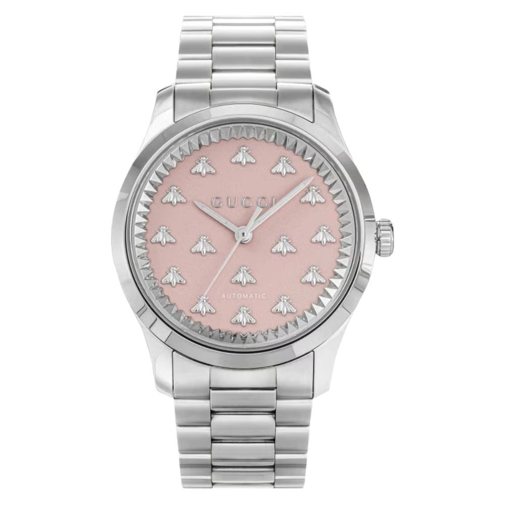 グッチ 腕時計 メンズ レディース Gタイムレス 1本限り 自動巻き 38mm ピンク シルバー 蜂 ビー GUCCI G-Timeless ユニセックス プレゼント ギフト 成人 卒業 入学