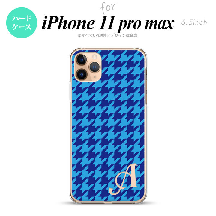 iPhone11ProMax iPhone11pro max スマホケース ハードケース 千鳥 格子 大 青 +アルファベット メンズ レディース nk-i11pm-919i