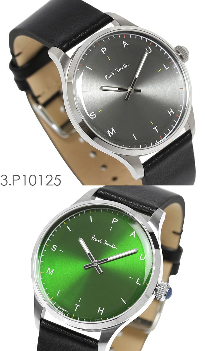ポールスミス Paul Smith 腕時計 メンズ 革ベルト 41mm レザー クラシック ブランド 人気 ウォッチ ギフト プレゼント テンポ TEMPO グリーン グレー シルバー ブラック