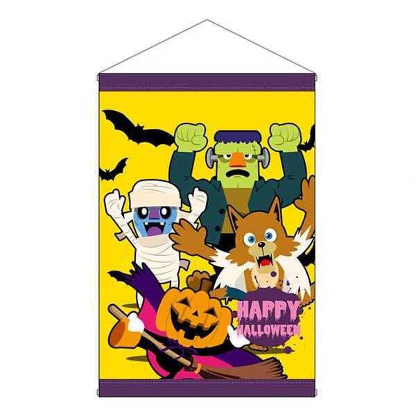 タペストリー ハロウィン HAPPY HALLOWEEN キャラ集合 飾り付け 壁面装飾 パーティーグッズ お店 販促 イベント グッズ 装飾 ウォールデコ 部屋 インテリア 秋 10月