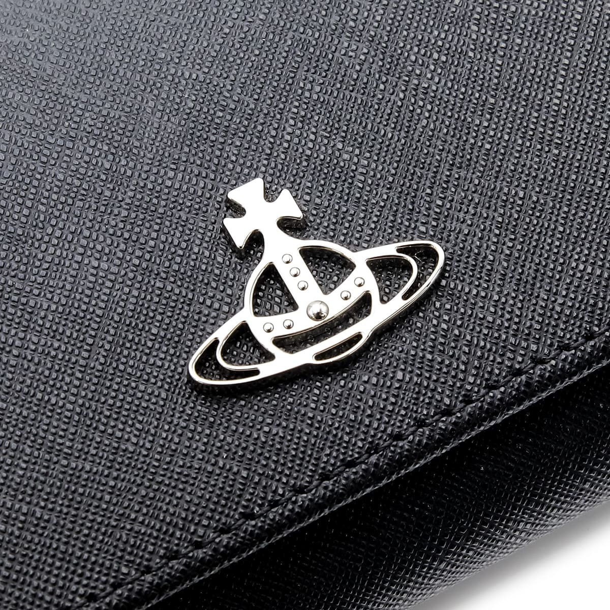 ヴィヴィアンウエストウッド 財布 長財布 メンズ レディース Vivienne Westwood 51120005 L001N LA N402 ブラック 黒 サフィアーノ 本革 小銭入れあり かぶせ フラップ オーブ ロゴ ギフト プレゼント