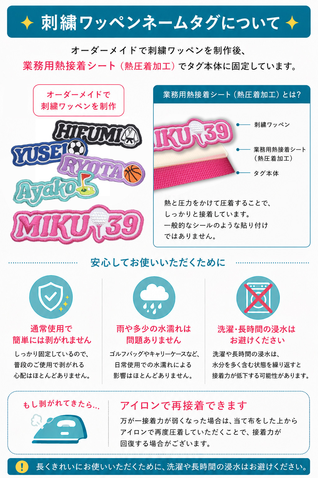 【名入れ】【全16色 名入れ刺繍ワッペン付きカラーネームタグ】 ストラップ キーリング 簡単オーダー 英字・数字・記号・絵文字から選べる 絵文字一つ無料