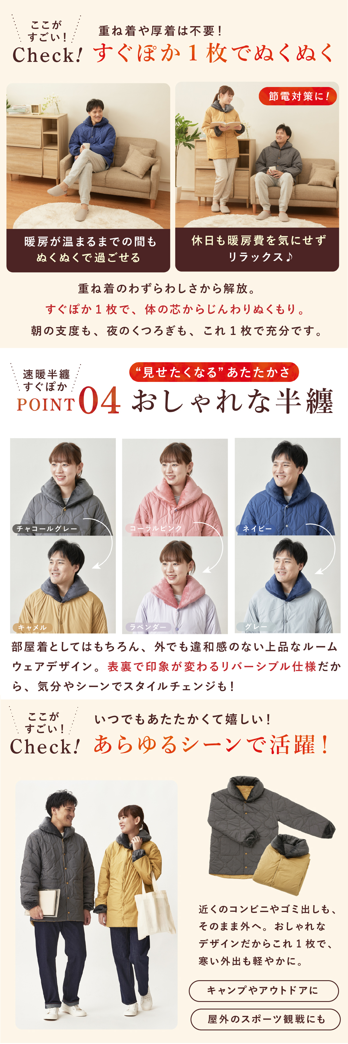 半纏 テイジン 速暖半纏 すぐぽか 帝人 はんてん 半天 リバーシブル 吸湿発熱 発熱 保温 防寒 着る毛布 マイクロフリース 軽量 あったか 男女兼用 メンズ レディース S-M L-LL 部屋着 ルームウェア 冬 冷え対策 温活 チャコールグレー ネイビー コーラルピンク 母 父 両親 祖父母 誕生日 敬老の日 プレゼント あったかギフト