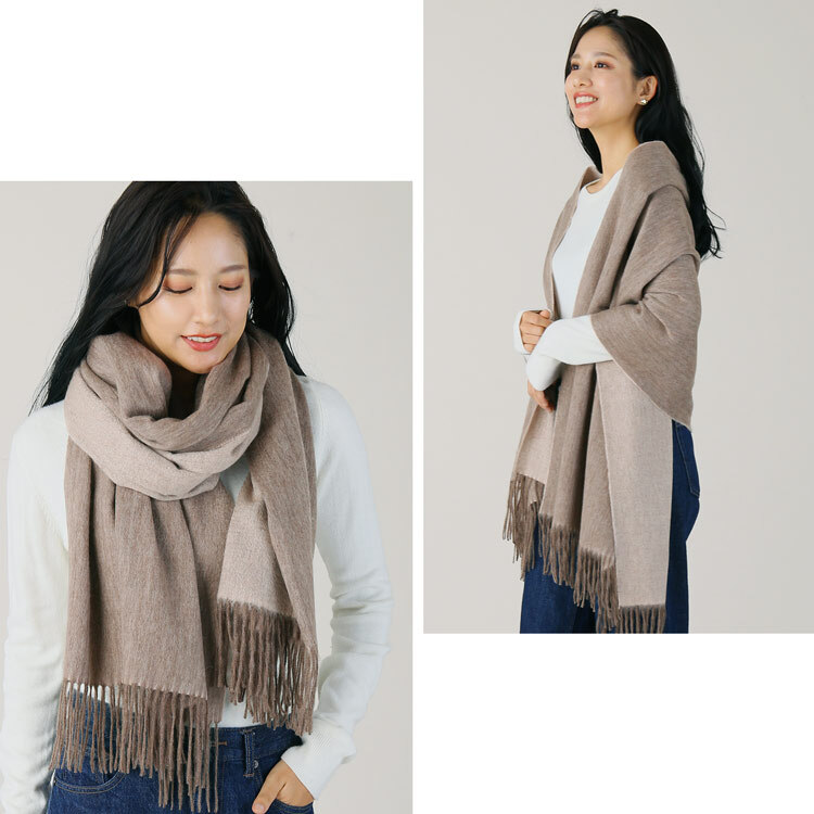 Filomo ストール 大判 レディース カシミヤ アルパカ バイカラー 抗菌 【名入れ刺繍可能】 無地 やわらか 厚い 暖かい 大きいサイズ 秋 冬 マフラー 内モンゴル産 ラッピング ギフト プレゼント 7F (02000256r)
