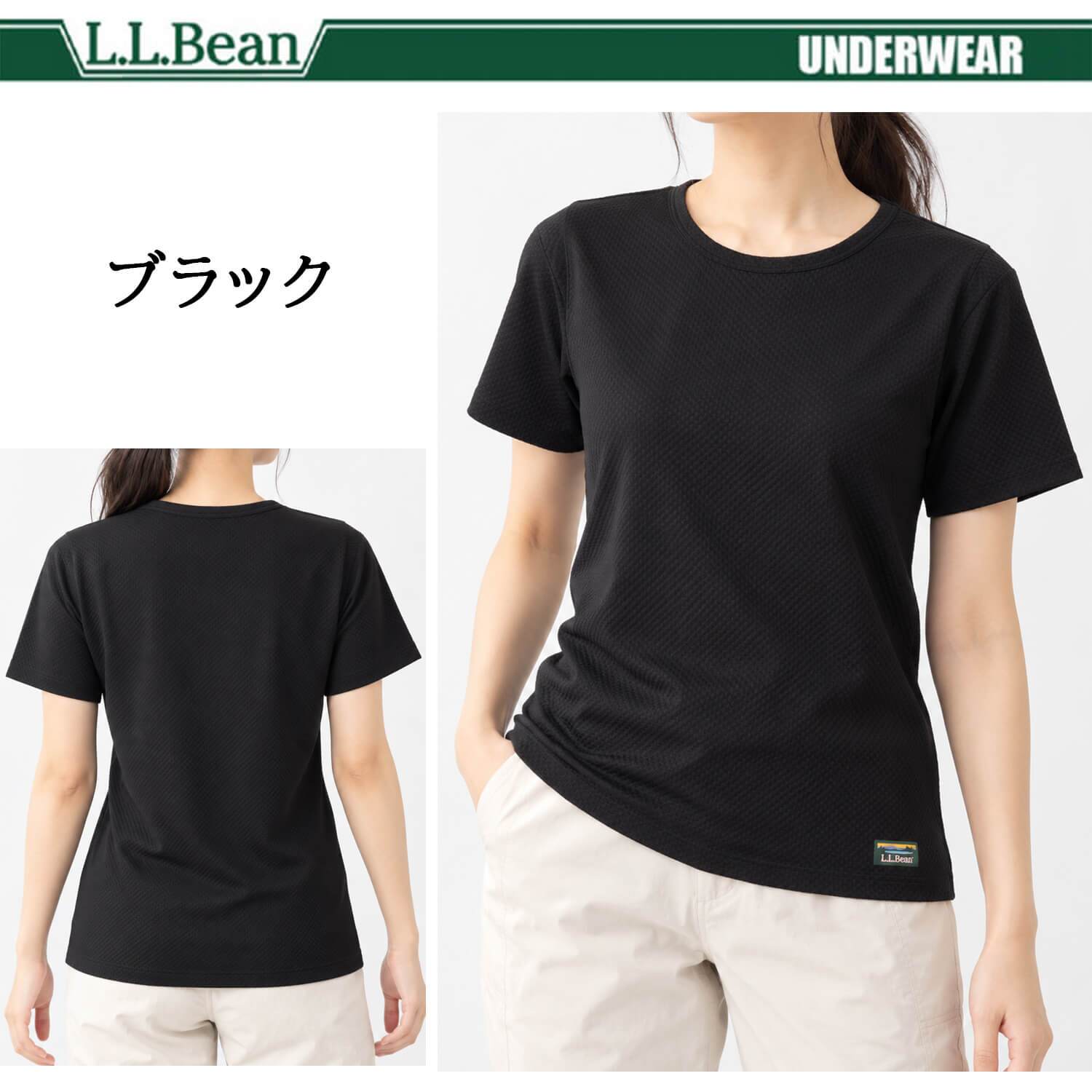L.L.Bean エルエルビーン レディース 半袖インナーシャツ ドライ 吸汗速乾 軽量 メッシュ 通気性 汗冷え防止 肌着 下着 Tシャツ トップス 登山用 トレーニングウェア スポーツウェア アウトドア ブランド 黒 白 M L XL karlas