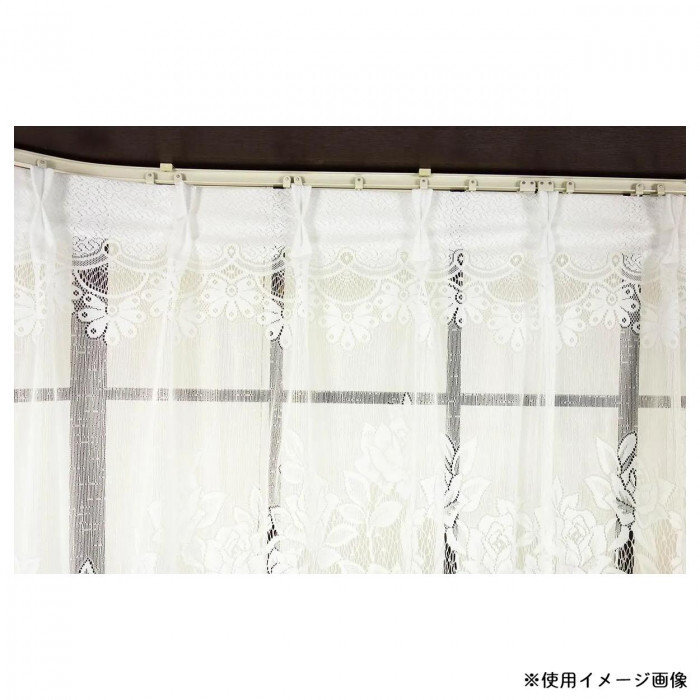 出窓用レースカーテン 195×85cm 日本製 マクラメ調 裾フリル おしゃれ 上品 ホワイト 腰高窓対応 インテリア 模様替え 部屋作り 華やか 装飾用 レース カーテン