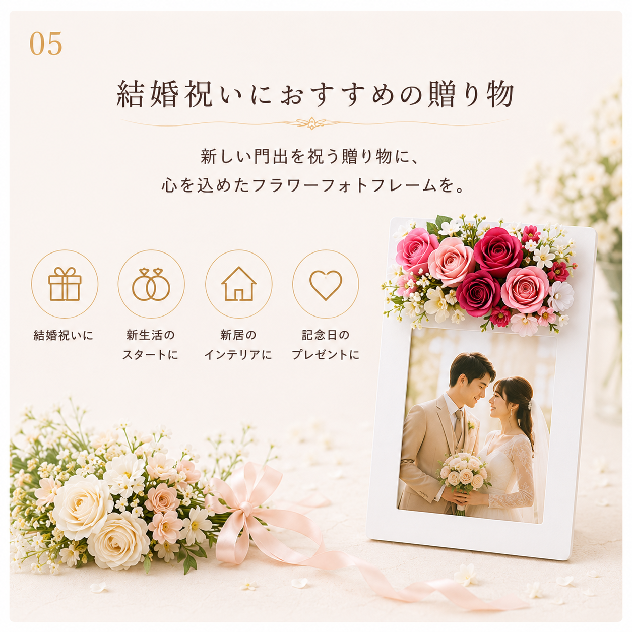 結婚祝い フォトスタンド 写真ギフト カラフルフラワー 新婚祝い 入籍記念 夫婦 プレゼント 友人への贈り物 両親贈呈品 結婚式 ウェディング 記念日 花の贈り物 インテリア雑貨 新居祝い 引越し祝い 披露宴 ウェルカムスペース 受付装飾 新生活 門出 おしゃれ 花飾り フラワーアレンジメント 写真入り 写真立て ギフト お祝い 誕生日 感謝 同僚 上司 親戚 カップル 思い出 記念品 贈答用