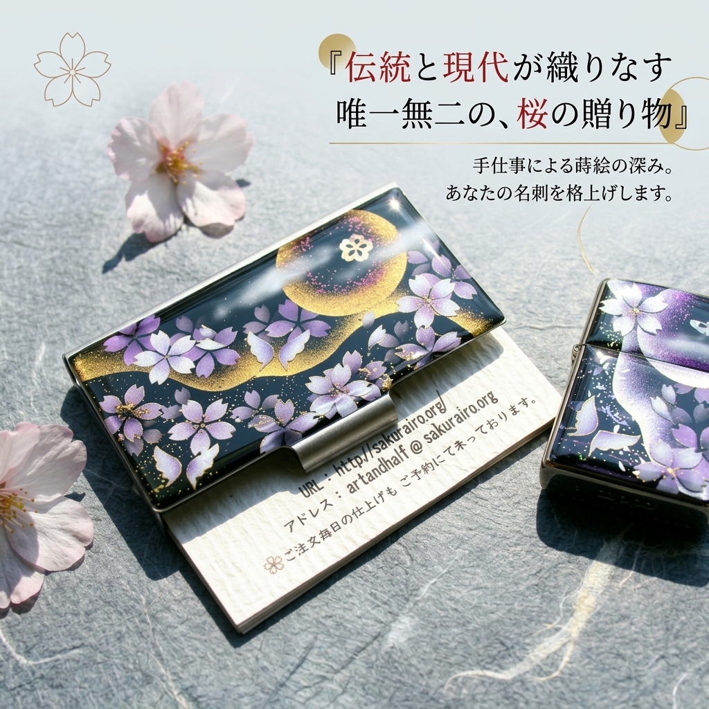 名刺入れ『芽』和柄 和風 カードケース 夜桜 伝統工芸 職人 手作り 名入れ 記念日 誕生日 ギフト 送料無料 和風 ハンドメイド 立体彩色 螺鈿風 20代 40代 50代 プレゼント お祝い 還暦 退職 卒業