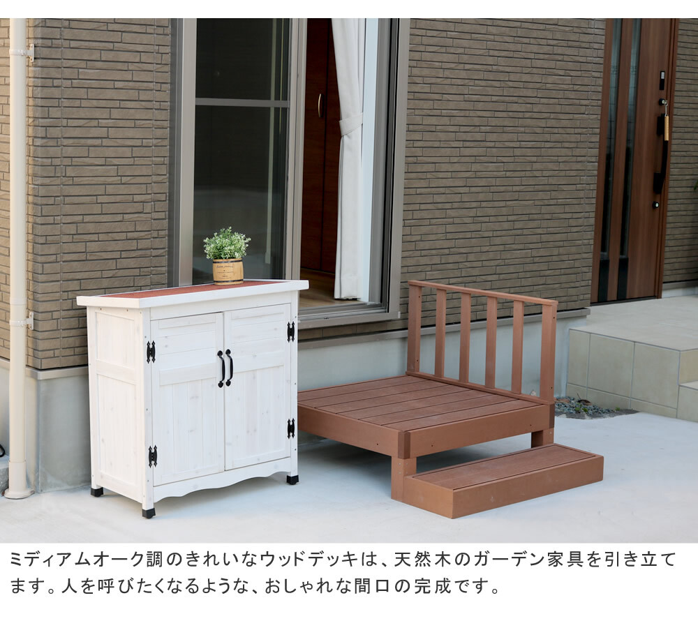 フェンス 人工木ウッドデッキ ecofeel エコフィール 3台 ステップ・フェンスセット PWDE-3P-SFSET 樹脂製 縁台 縁側 DIY キット テラス ウッドパネル 腐らない 屋外 新築 外構 ベランダ 本格的 おしゃれ 簡単組立 ガーデン
