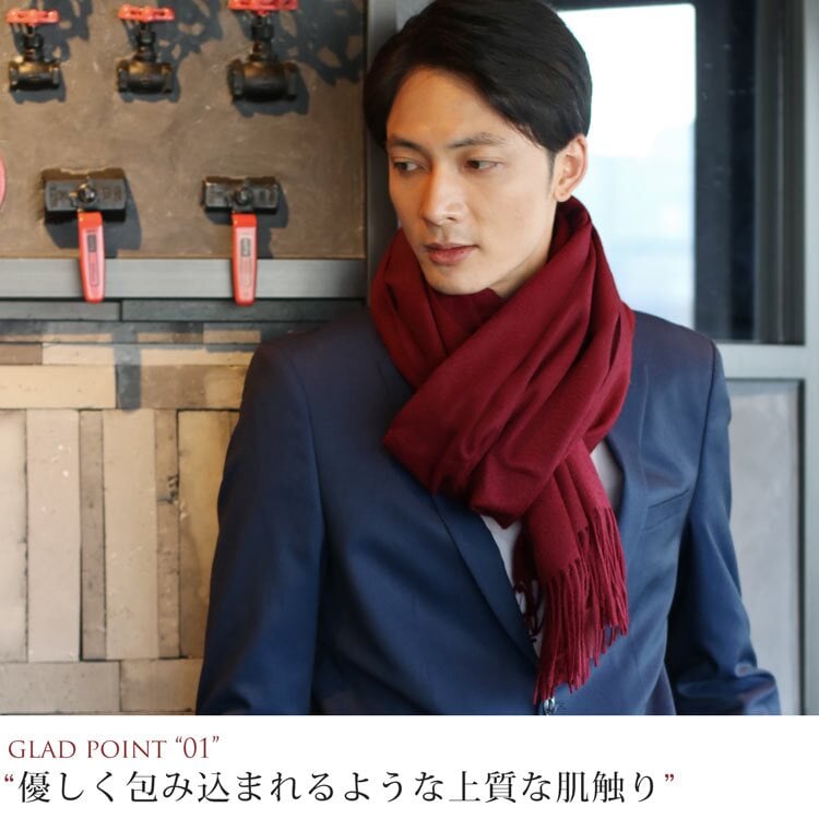 カシミヤ ストール メンズ 大判 【200cm×70cm】 【名入れ刺繍可能】 カシミヤ100％ 大判ストール メンズストール マフラー スーツ ビジネス 秋 冬 男性 50代 60代 通勤 無地 単色 誕生日 プレゼント ギフト 7F (6772-mens-1r)