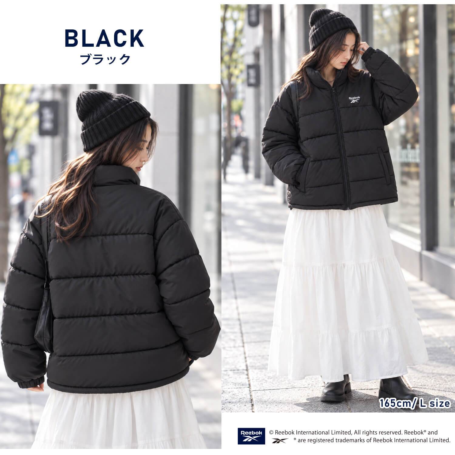 Reebok リーボック 中綿ジャケット レディース 長袖 アウター スタンドカラー フルジップ  軽量 防寒 あたたかい ロゴ スポーツ ブランド 大きいサイズ ゆったり ユニセックス 大人 カジュアル アウター 春 秋 冬 M L LL 黒 別注 2026fw karlas