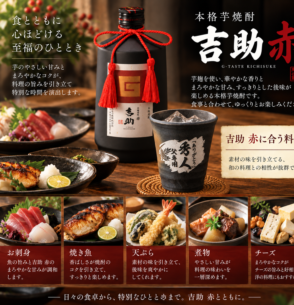 敬老の日 退職 名入れ ギフト SXX 酒セット 芋焼酎 霧島酒造 吉助 赤 25度 720ml & 美濃焼 和みゴブレット ビスマルク タッセル紐付 ギフトBOX入り / プレゼント ギフト 退職 記念 誕生日 還暦 古希 喜寿 傘寿 米寿 緑寿 早寿 長寿 祝い