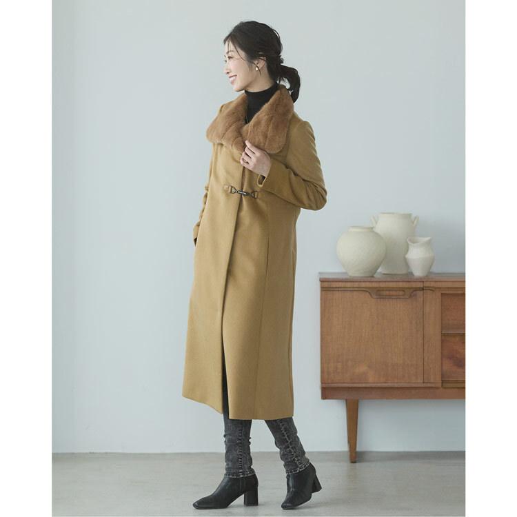 カシミヤ 100％ ロング コート ミンク襟 内モンゴル産 レディース ロングコート 秋 冬 着丈110cm キャメル ロング丈 高級 上質 30代 40代 50代 母 ギフト プレゼント 6F (02000104r)