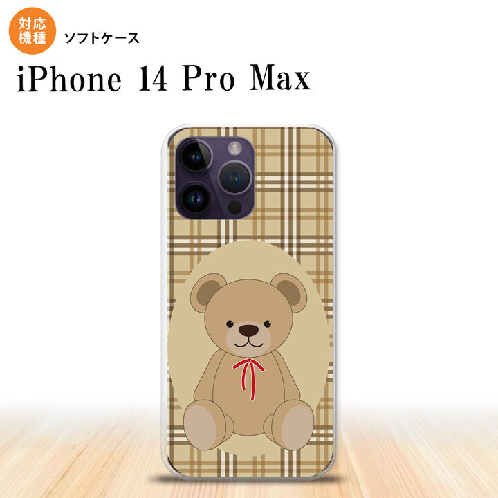 iPhone14 ProMax iPhone14 Pro Max スマホケース 背面ケースソフトケース くま チェック 茶 2022年 9月発売 nk-i14pm-tp751