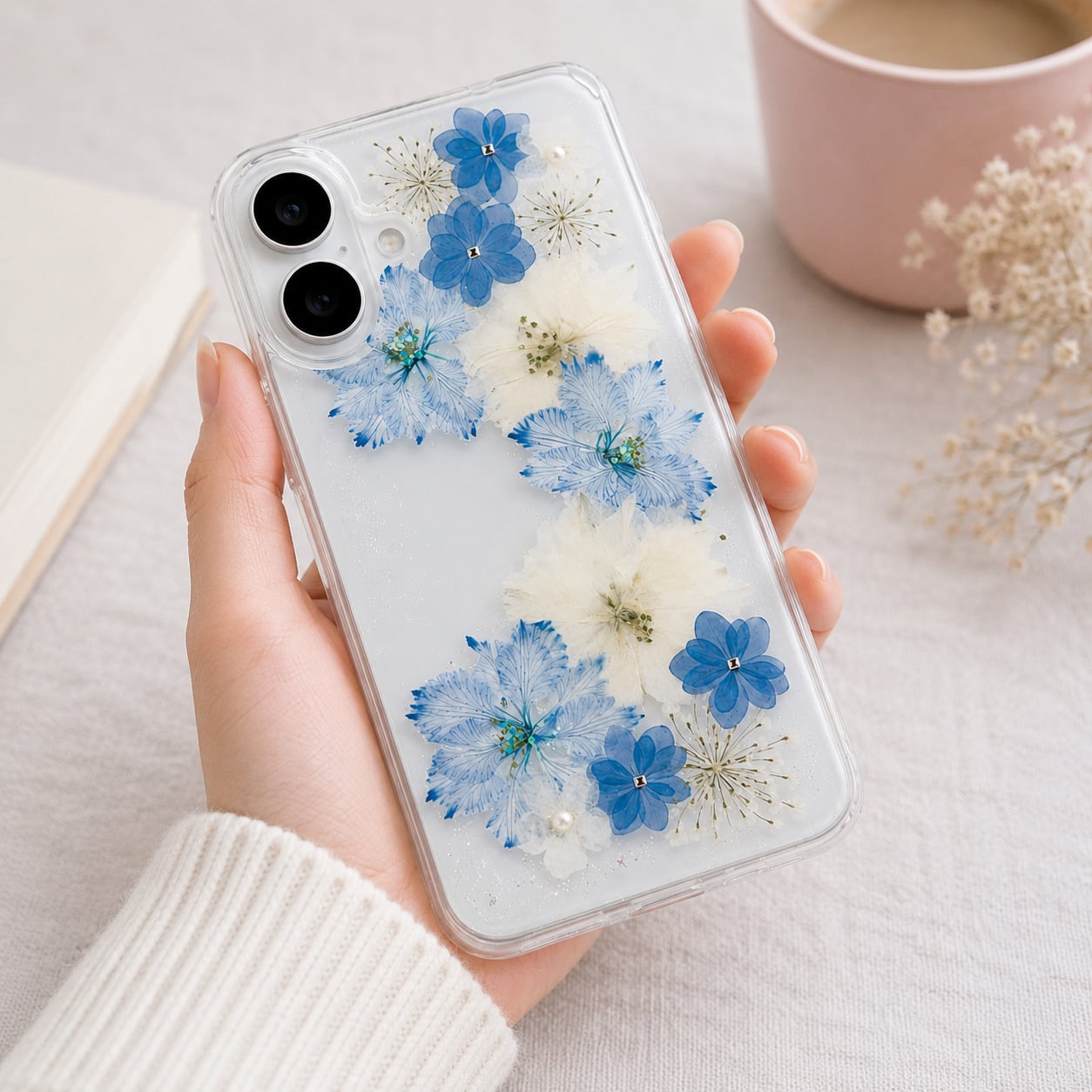 【ほぼ全機種対応スマホケース❁】押し花スマホケース NO.504（着日指定不可） 押し花＆レジン iPhone/Xperia/AQUOS/Galaxy他