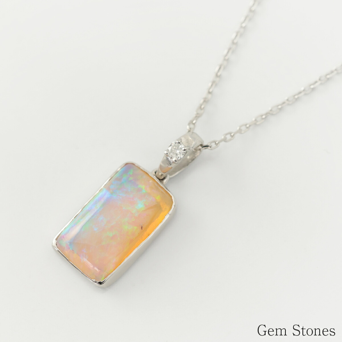 オパール ネックレス 1.376ct ダイヤモンド プラチナ Pt900 ペンダント シンプル エレガント 上品 レディース 宝石 ダイヤ 一粒 一石 ジュエリー 10月 誕生石 プレゼント