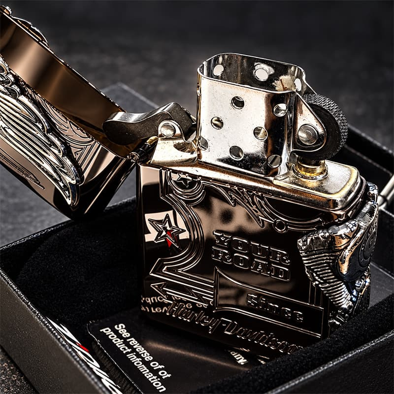 ZIPPO ライター ハーレー ダビッドソン ジッポ チョコブラウン チタン加工 3面大型メタル イーグル HARLEY-DAVIDSON 日本国内限定モデル かっこいい ギフト