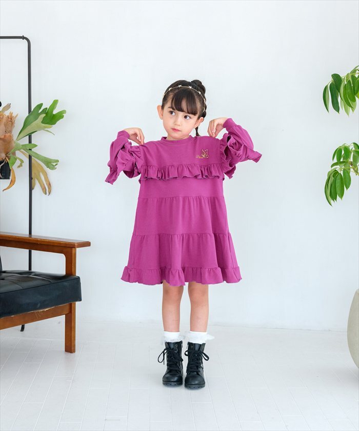 Rora ワンピース 通販 フリルワンピース キッズワンピース 長袖ワンピース お出掛け かわいい 通園通学用 小学校低学年 お出かけ着 セミフォーマル 春秋冬用 かわいい子供服 おしゃれ 女の子 女の子用 発表会