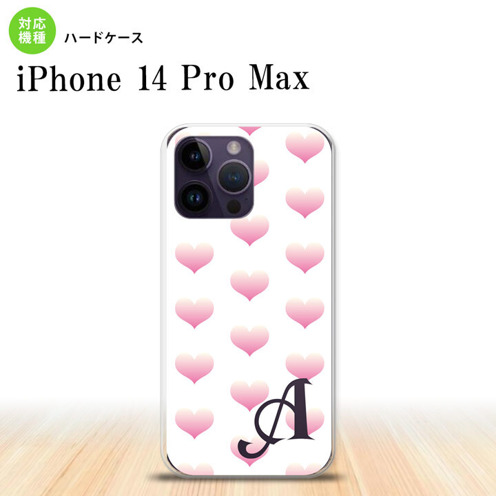iPhone14 ProMax iPhone14 Pro Max スマホケース 背面ケース ハードケース ハート A 白 ピンク +アルファベット 2022年 9月発売 nk-i14pm-118i