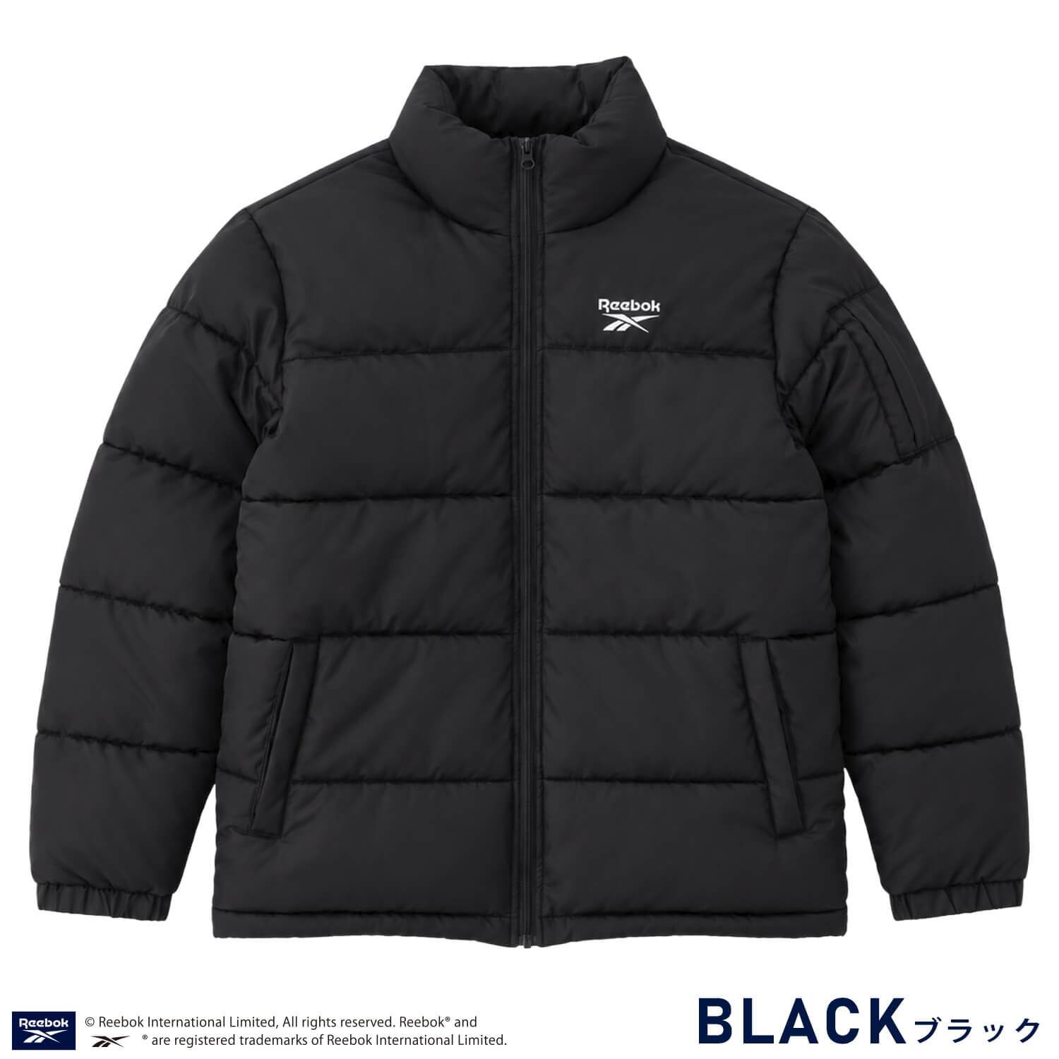 Reebok リーボック 中綿ジャケット レディース 長袖 アウター スタンドカラー フルジップ  軽量 防寒 あたたかい ロゴ スポーツ ブランド 大きいサイズ ゆったり ユニセックス 大人 カジュアル アウター 春 秋 冬 M L LL 黒 別注 2026fw karlas