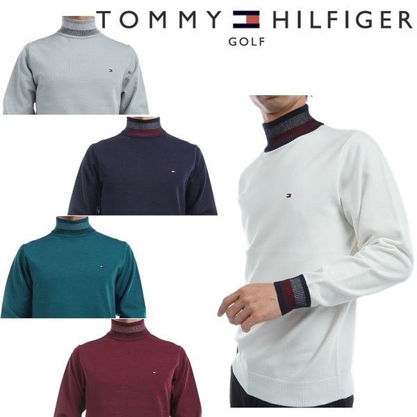 トミーヒルフィガー ゴルフ メンズ シグネチャーストライプ ハイネックセーター TOMMY HILFIGER GOLF THMA471 秋冬モデル お誕生日祝い お祝い 記念品 お父さん 父の日 彼氏 男性 30代 40代 50代 60代  還暦祝い 敬老の日 人気プレゼント プレゼント