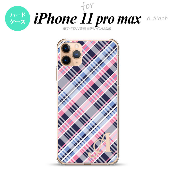 iPhone11ProMax iPhone11pro max スマホケース ハードケース チェック A ピンク 青 +アルファベット メンズ レディース nk-i11pm-439i