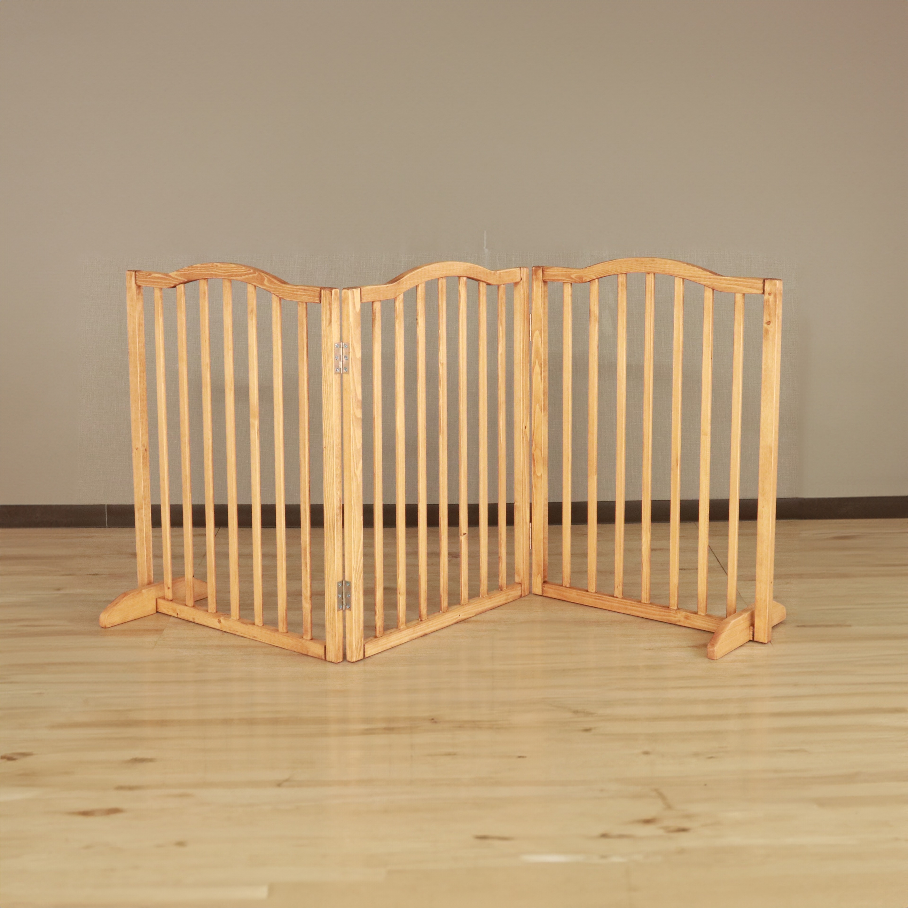 ペットフェンス giocoso 完成品 パイン材 天然木 ライトブラウン・ホワイト W58×D2.2×H75cm/1枚x3枚隙間:約4.7cm ペットゲート 犬 猫 柵 ペット用品 ライトブラウン ホワイト おしゃれ 新生活