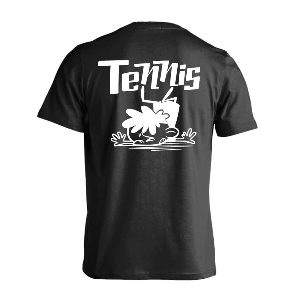 テニス Tシャツ 半袖 メンズ ウェア レディース 練習着 ジュニア ドライ おもしろ tシャツ 速乾 名入れ スポーツ 女子 男子 チーム おしゃれ 文字入れ 「テニスカートゥーン 七転び八起き」 アートワークスコウベ 【送料無料】