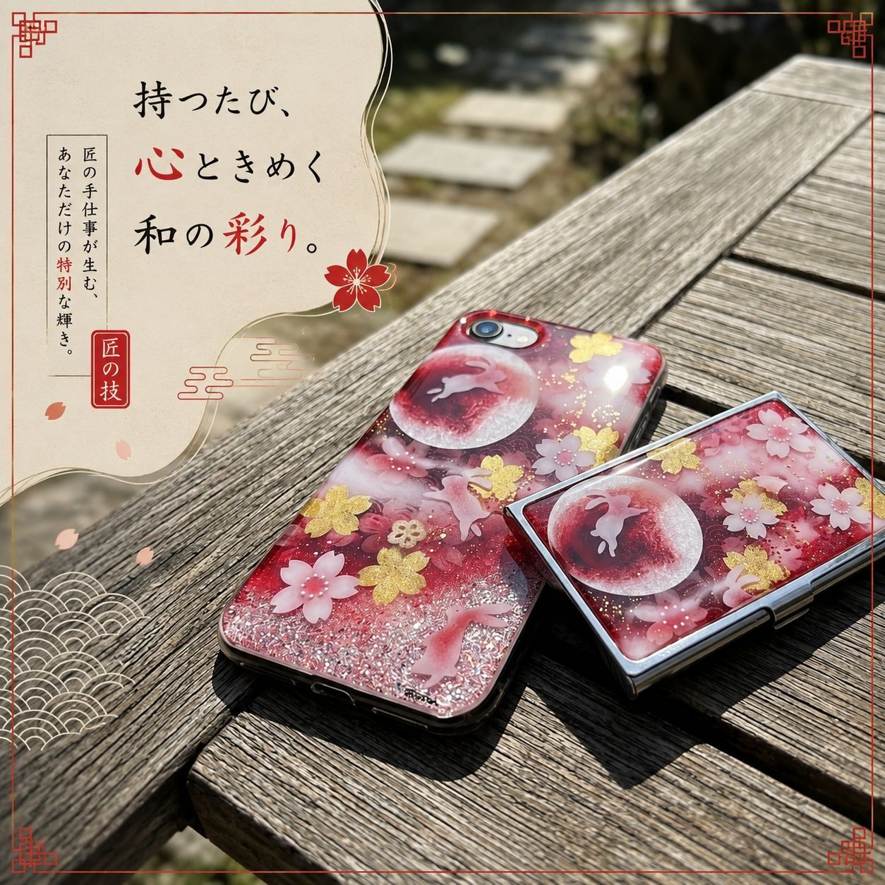【全機種対応】職人の手作り！和柄スマホケース「利」名入れ 送料無料 和柄 和風 桜 職人 伝統工芸 ハンドメイド ハードケース 手帳型 iPhone 17 Xperia AQUOS Android 各機種対応