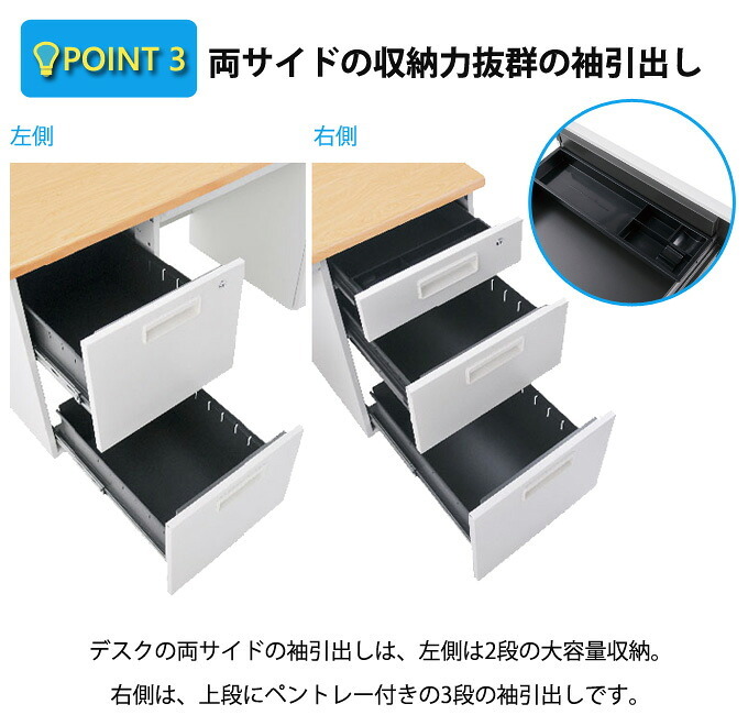 デスク チェア 法人宛限定 事務用両袖机 W1400 オフィス 事務机 両袖机 D700 H700 両袖 スチール 事務 オフィス机 OA 事務用 オフィス用 事務所用 机 ニューグレー 横幅140cm 奥行70cm 高さ70cm KD-147W