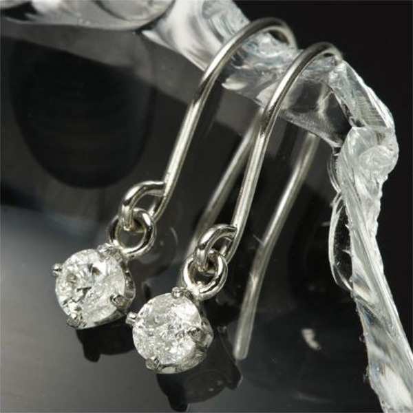 ダイヤモンドピアス プラチナ PT900 0.1ct フックピアス レディース ジュエリー アクセサリー 揺れる ダイヤピアス シンプル 華奢 上品 大人 ギフト プレゼント