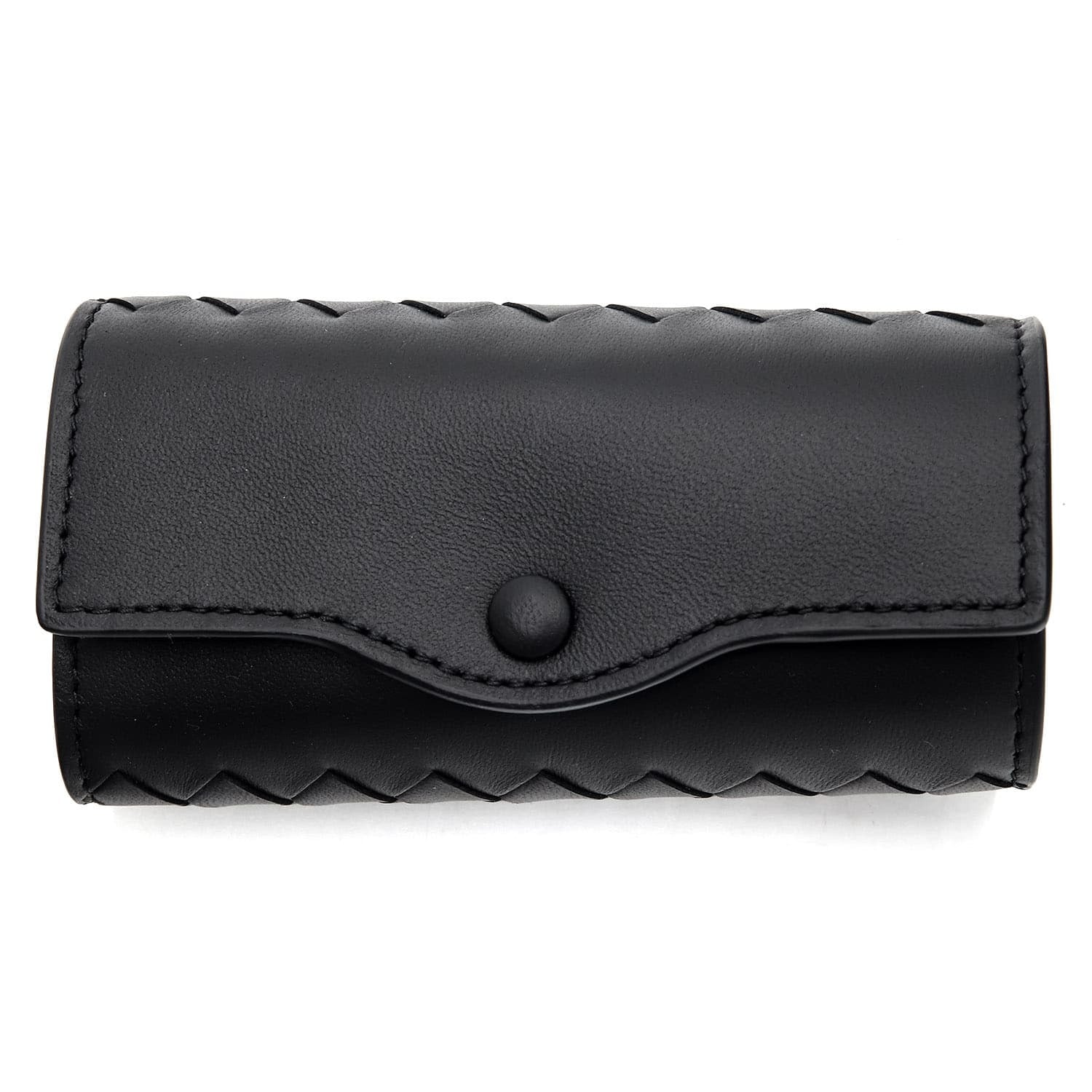 ボッテガヴェネタ キーケース 6連 BOTTEGA VENETA 284137 V3UN1 8803 イントレチャート ブラック 黒 メンズ レディース ラムレザー 羊革 キーフック5本 キーリング付き スナップボタン 鍵入れ ギフト