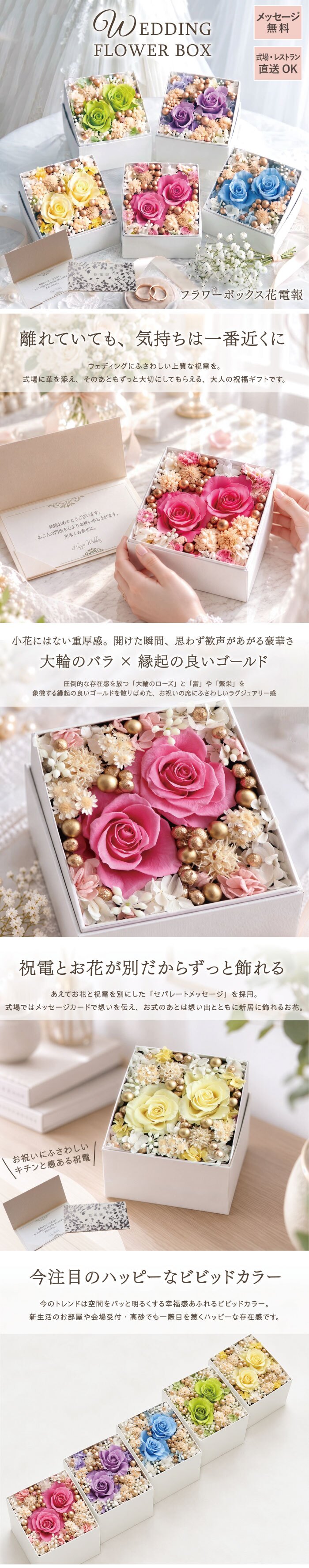 【 送料無料 】【 プリザ フラワーボックス花電報・祝電 】電報 結婚式 結婚祝い 花 プリザーブドフラワー おしゃれ 即日 祝電 