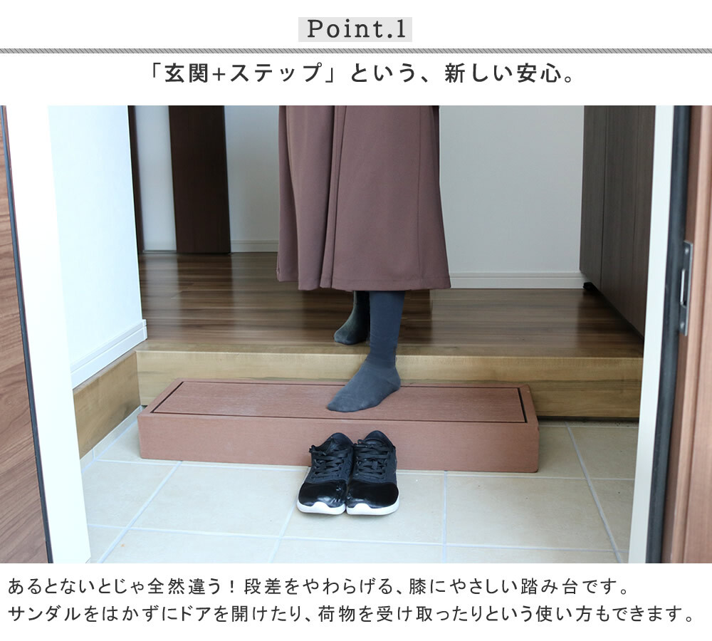 人工木ウッドデッキ ecofeel エコフィール ステップ 2台セット PWDE-STP90-2P
